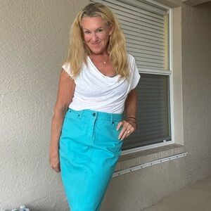 Teal Denim Skirt